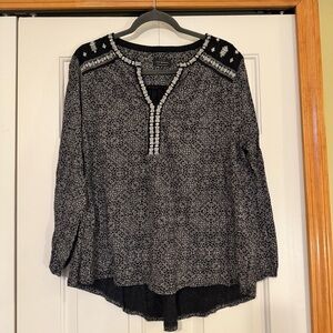 Lucky Brand Boho Long Sleeve Embroidered Shirt